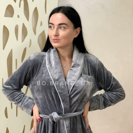 Зимова велюрова жіноча піжама BOBRAND (на запах зі штанами) зображення 2