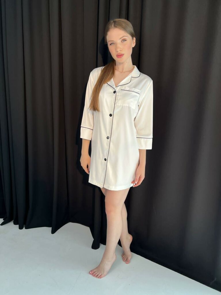 Жіночий халат BOBRAND (сорочка для дому та відпочинку, колір білий)