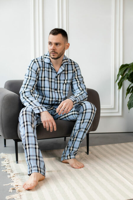 Чоловіча котонова піжама BOBRAND, колір блакитний зображення 8