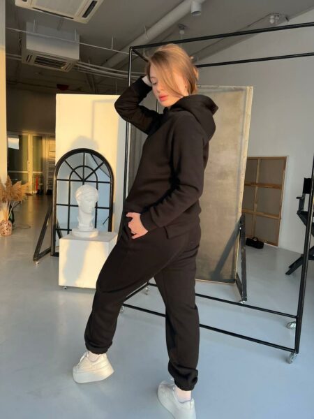 Жіночий спортивний костюм BOBRAND на флісі, чорний зображення 2