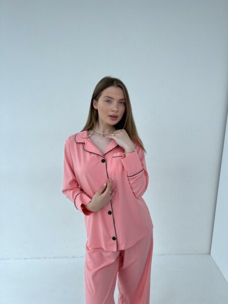 Жіноча рожева піжама BOBRAND (сорочка та штани) зображення 3