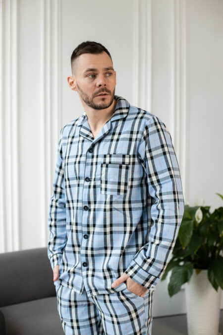 Чоловіча котонова піжама BOBRAND, колір блакитний зображення 5