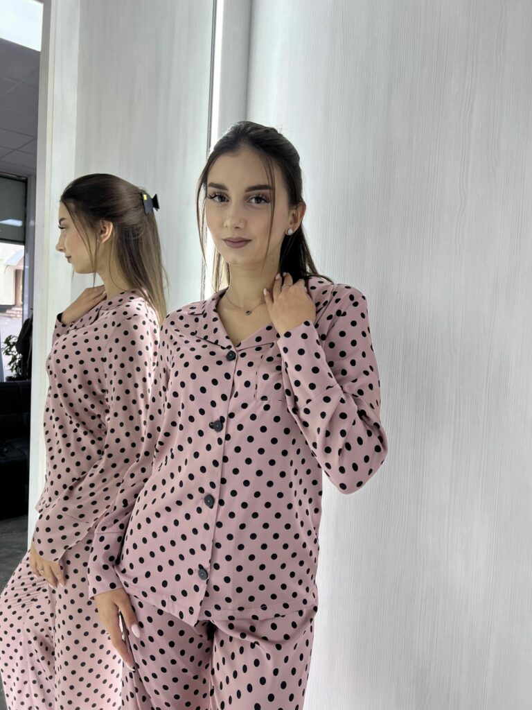 Жіноча піжама BOBRAND 2 в 1, сорочка та штани, шовк, колір мокко