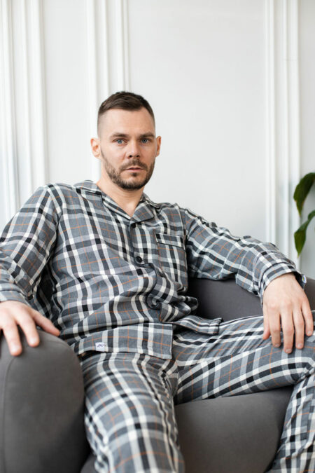 Чоловіча котонова піжама BOBRAND, колір сірий зображення 3