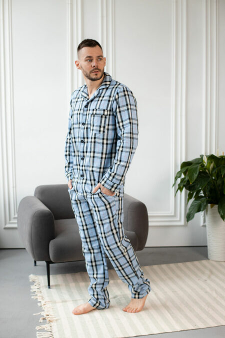 Чоловіча котонова піжама BOBRAND, колір блакитний зображення 7