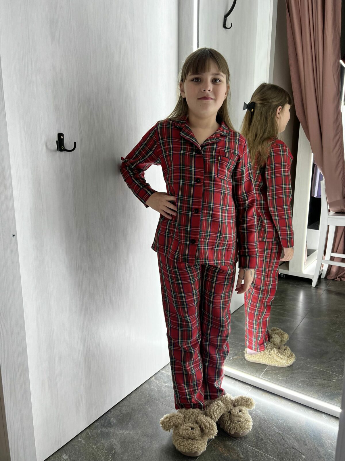Дитяча піжама BOBRAND котонова, у червону клітинку зображення 9