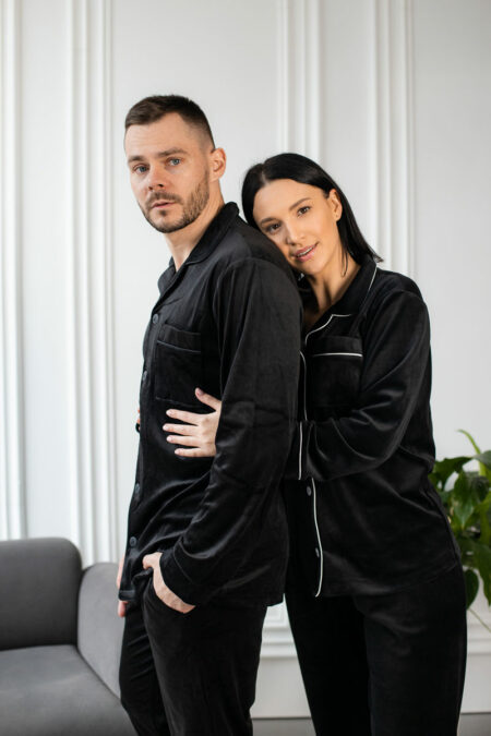 Парні велюрові піжами BOBRAND у чорному кольорі зображення 4