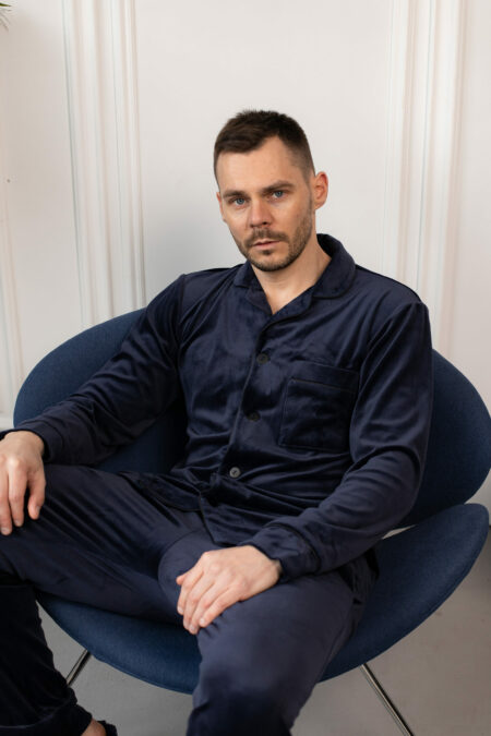 Чоловіча велюрова піжама BOBRAND синій колір зображення 3