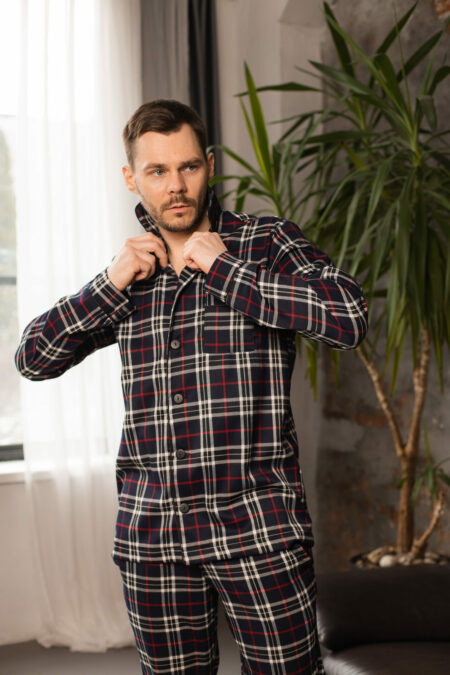 Men's pajamas BOBRAND blue check - Image 8