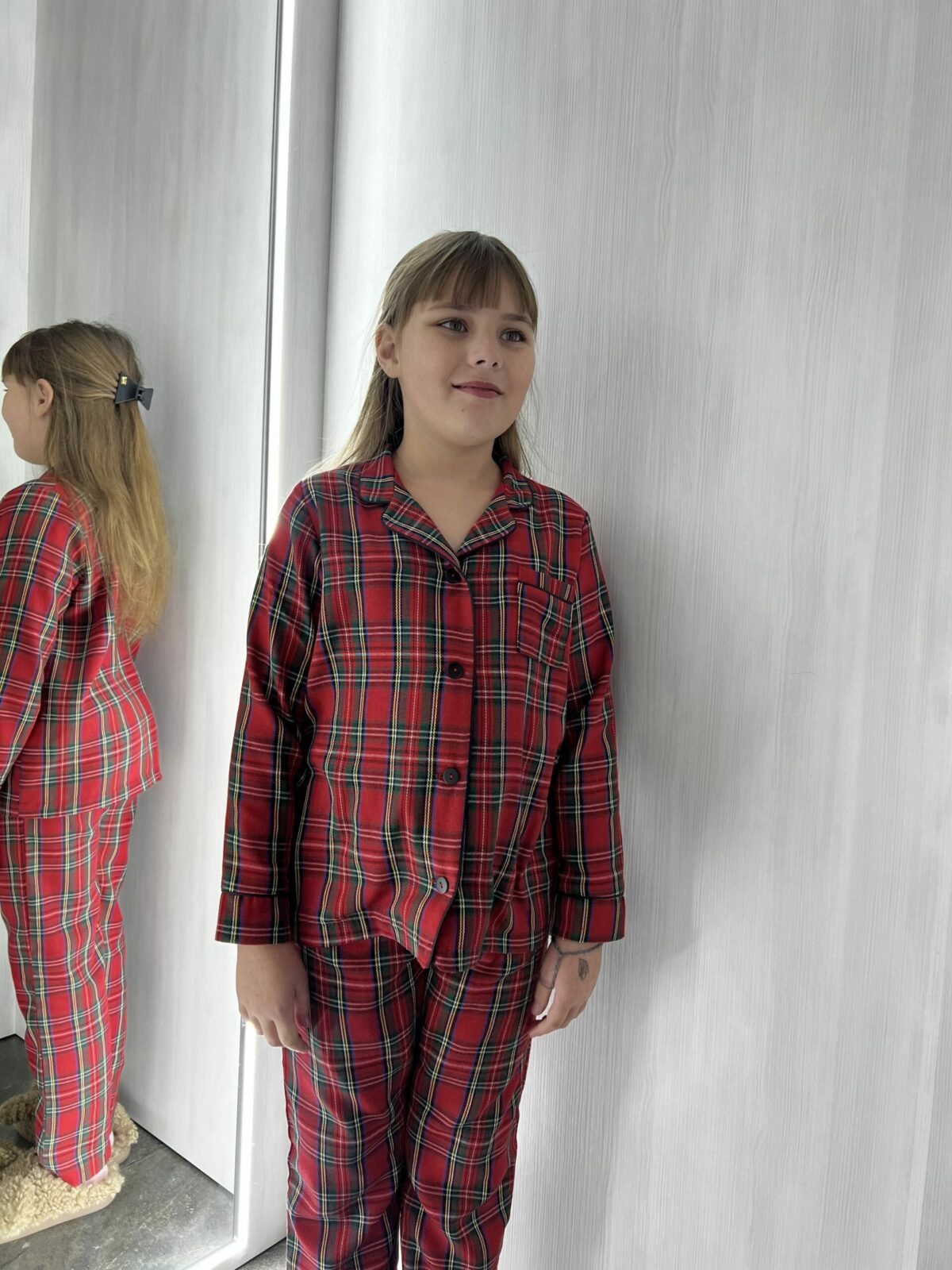 Дитяча піжама BOBRAND котонова, у червону клітинку - Зображення 10