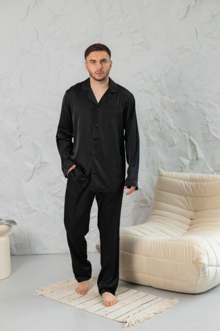 Чоловіча шовкова піжама BOBRAND "Total Black" - Зображення 6