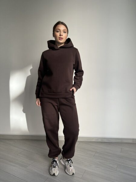 Жіночий спортивний костюм BOBRAND на флісі, коричневий зображення 4