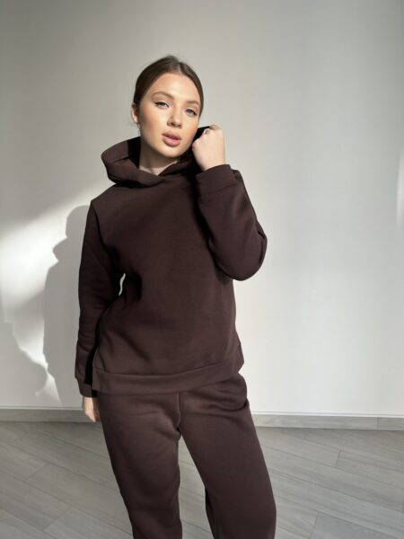 Жіночий спортивний костюм BOBRAND на флісі, коричневий зображення 5